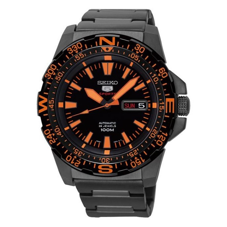 JAM TANGAN PRIA SEIKO 5 SRP547K1 SPORTS MINI MONSTER AUTOMATIC STAINLESS STRAP BLACK ORANGE