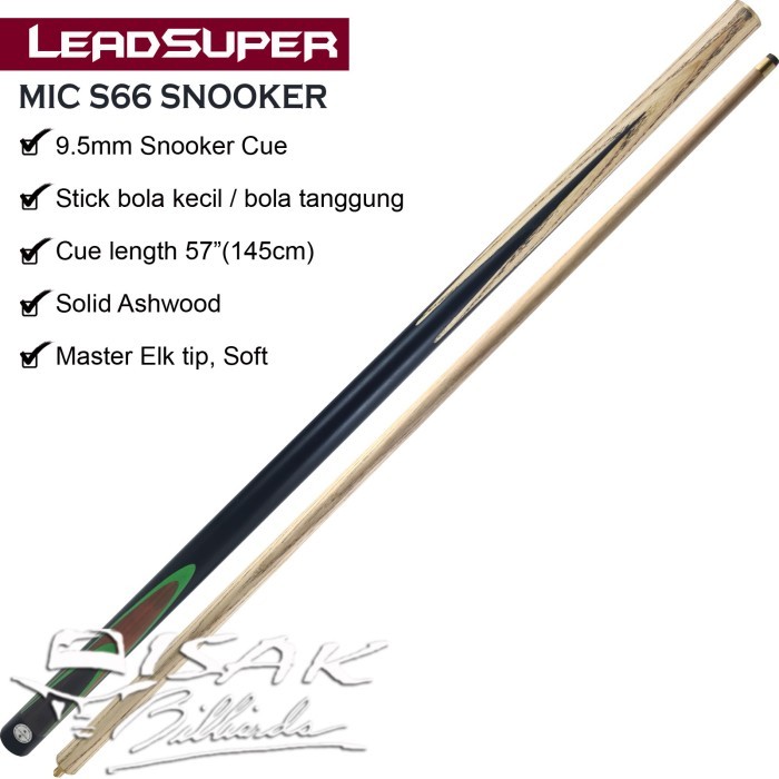 MIC S66 Stik Bola Kecil - 9.5mm Snooker Cue Billiard Stick Tanggung