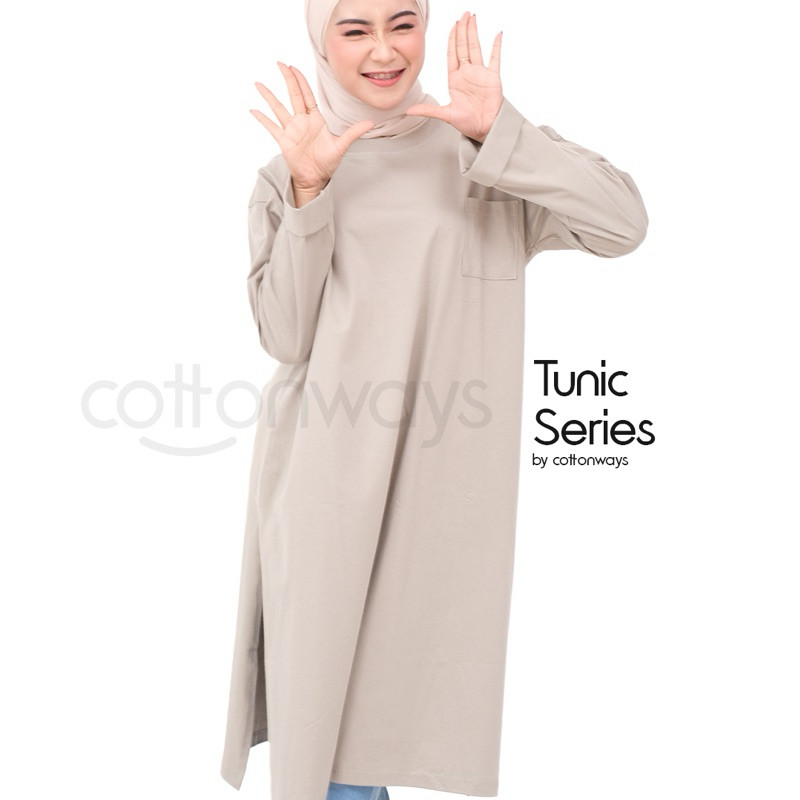 Baju lebaran murah tunik cantik kekinian / COTTONWAYS TUNIC OVERSIZED T-SHIRT | Kaos Tunik Oversize 