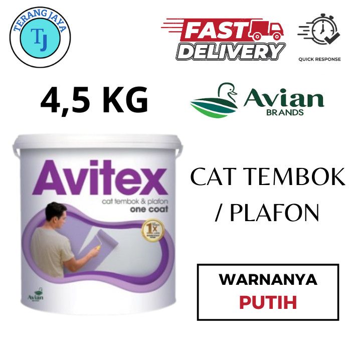 Cat Tembok Plafon AVITEX ONE COAT - Hasil Warna PUTIH