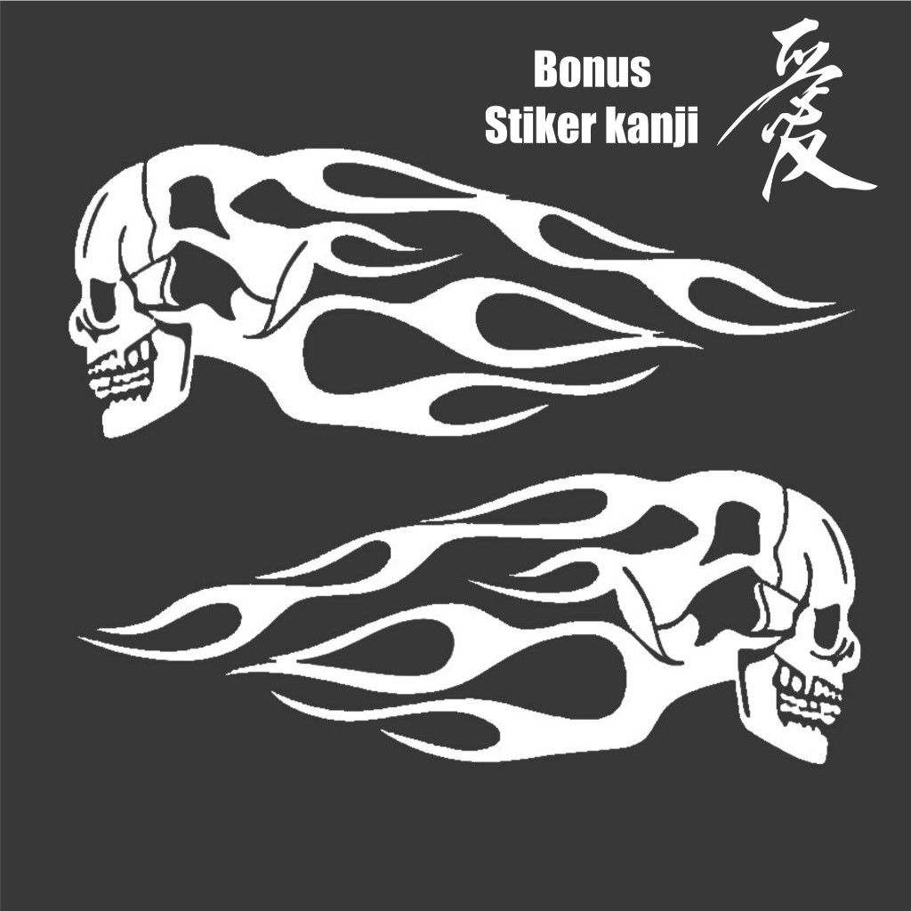 Stiker Cutting tangki 1SET tengkorak api untuk motor