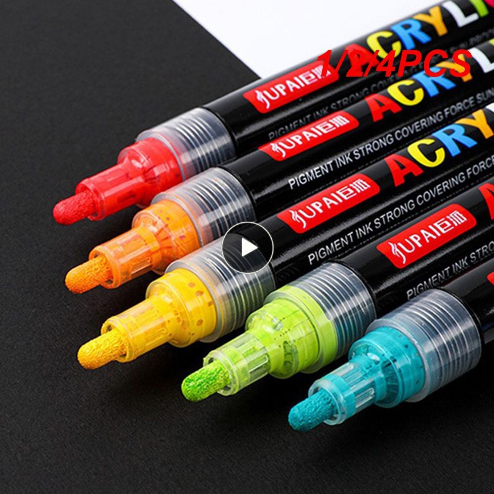 

1/2/4PCS Colors Art Marker Acrylic Paint Brush Pen Painting Stone Ceramic Glas Wood Canvas Graffiti Making Drawing
