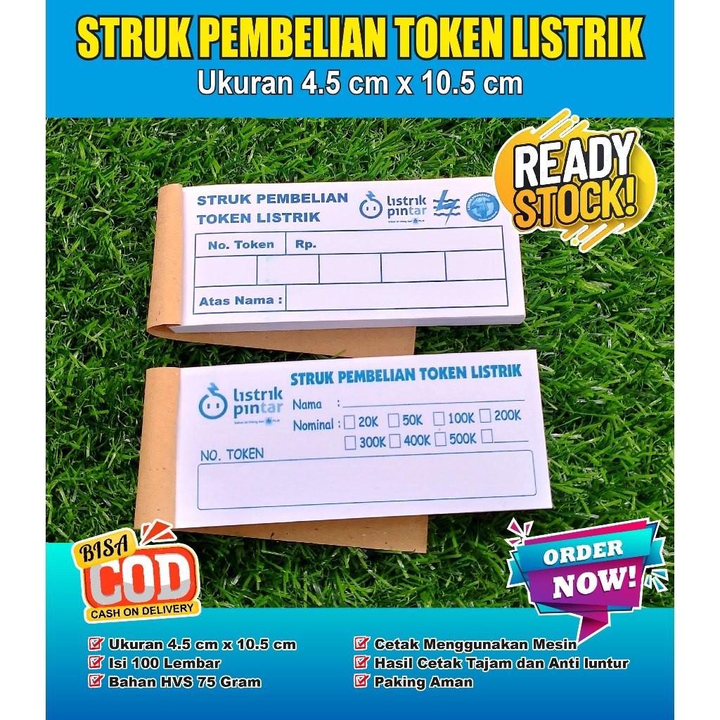 

(100 lembar) STRUK PEMBELIAN TOKEN LISTRIK | NOTA TOKEN LISTRIK KECIL
