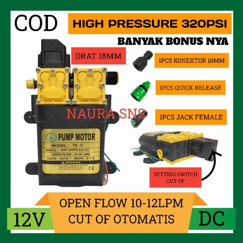 SD56YH Pompa Dc 12v 320psi Dinamo Steam Motor Dobel Pompa