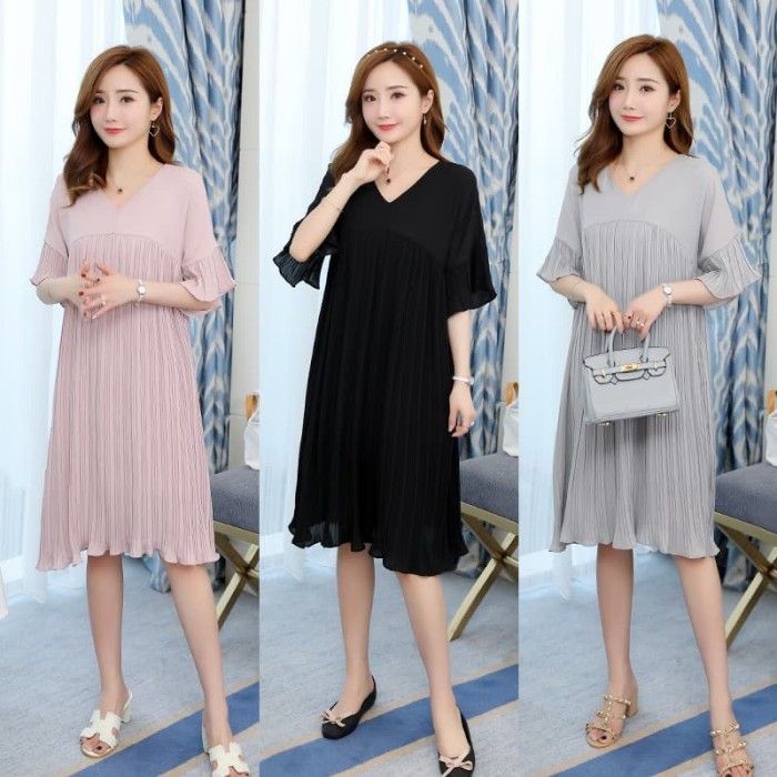 *TERLARIS* Dress Hamil/Baju Hamil Import DH109  Abuabu, 2xl COD