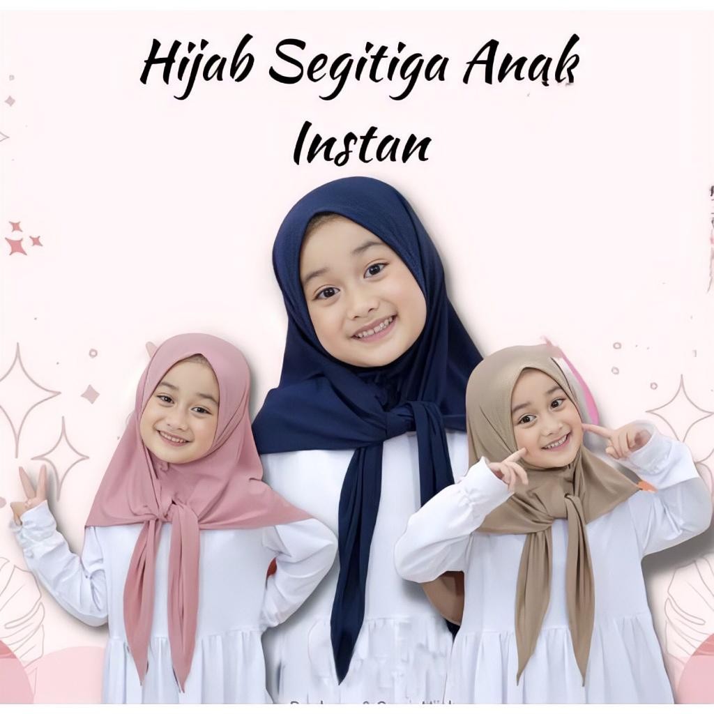 Aqila Hijab Segitiga Anak Instan / Kerudung Anak Segitiga Jahit Dagu Simple Muslim Nyaman Cantik jil