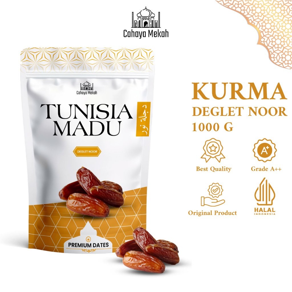 

Cahaya Mekah Kurma Tunisia Deglet Noor Pouch 1kg Premium Original High Quality