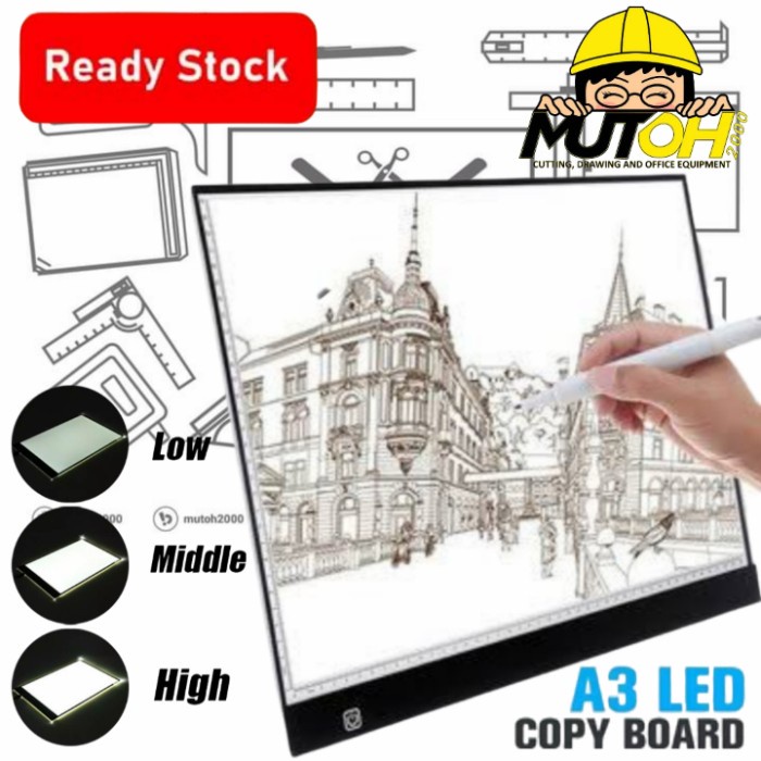 

[New] Drawing Tracing A3 Copy Board Papan Jipak LED Light Pad Ultra Slim A3