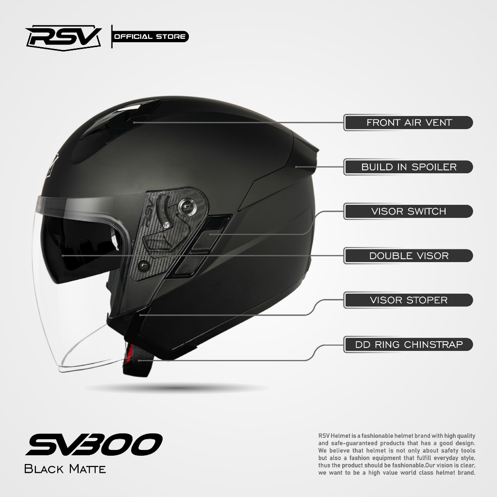 HELMET RSV SV300 BLACK DOFF