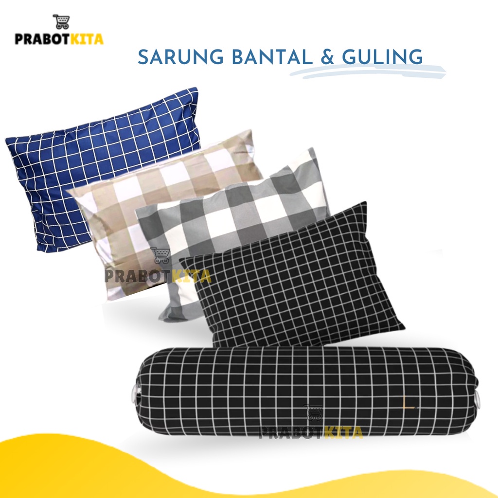 Sarung Bantal & Guling Kotak Kotak Aesthetic / Sarung Bantal Tidur Motif
