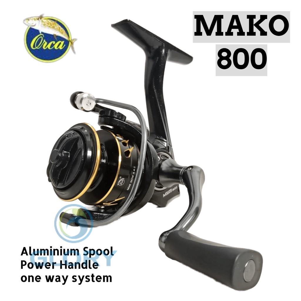Reel Ultralight Micro Fishing Orca Mako 800 One Way Power Handle Alumunium Spool / Kerekan Atau Gulu