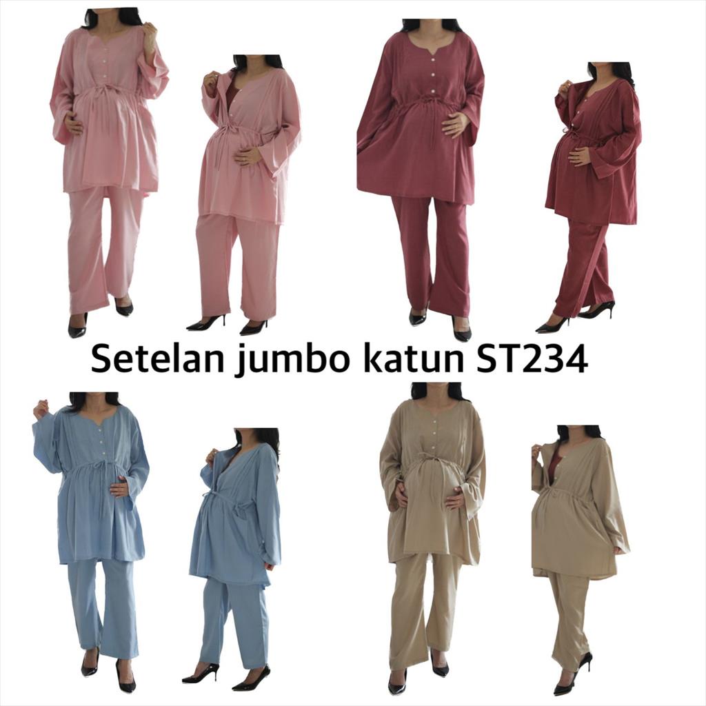 Baju hamil Setelan jumbo hamil menyusui lengan panjang ST234 murah