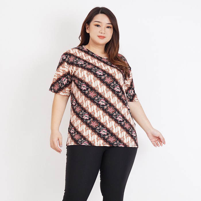 ✨LARIS✨-Blouse Batik Wanita BIG SIZE / Blouse Wanita JUMBO / Baju Batik Wanita - 1532 Black, Allsize