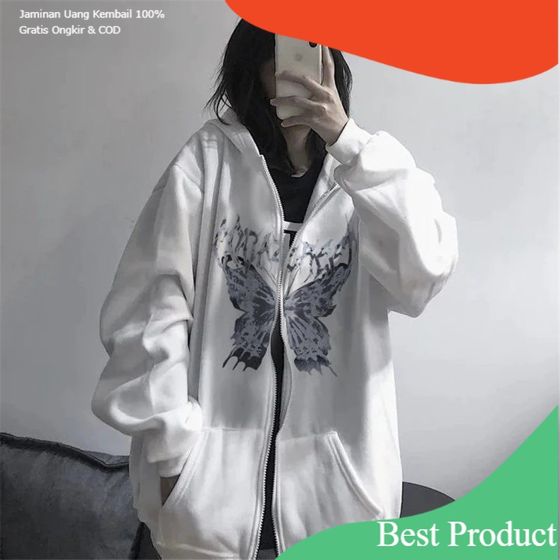 Jacket Zipper Butterfly - Korean Style Gothic - Oversize/Sweet