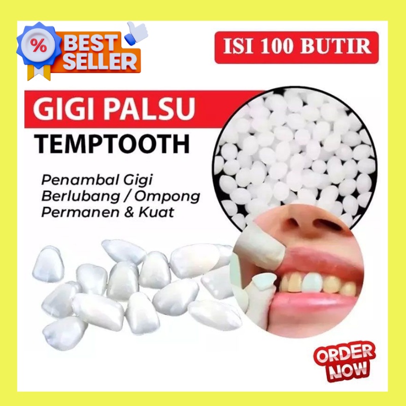 PROMO  Temptooth Penambal Gigi - Gigi Palsu Permanen / Lepasan Temptooth 100 Butir
