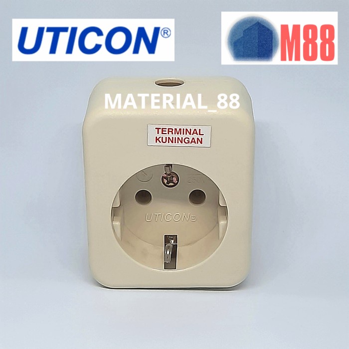 UTICON Stop Kontak 1 Lubang Arde Terminal Kuningan Colokan Listrik