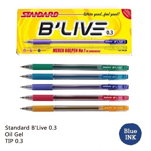 

PULPEN / PEN / PENA STANDARD B'Live 0.3 HITAM PACK Isi 12Pcs