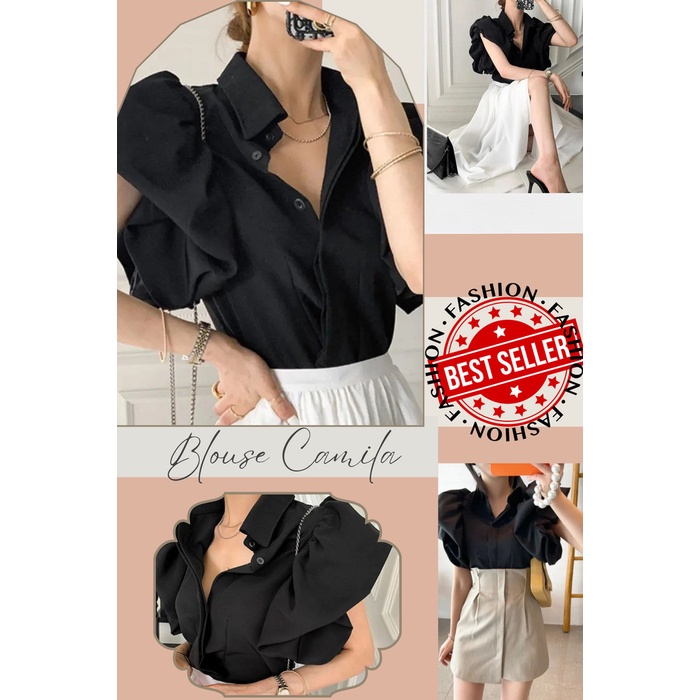 Baju Blouse Cewek Kekinian Kemeja Atasan Remaja Fashion Terbaru Polos Camila