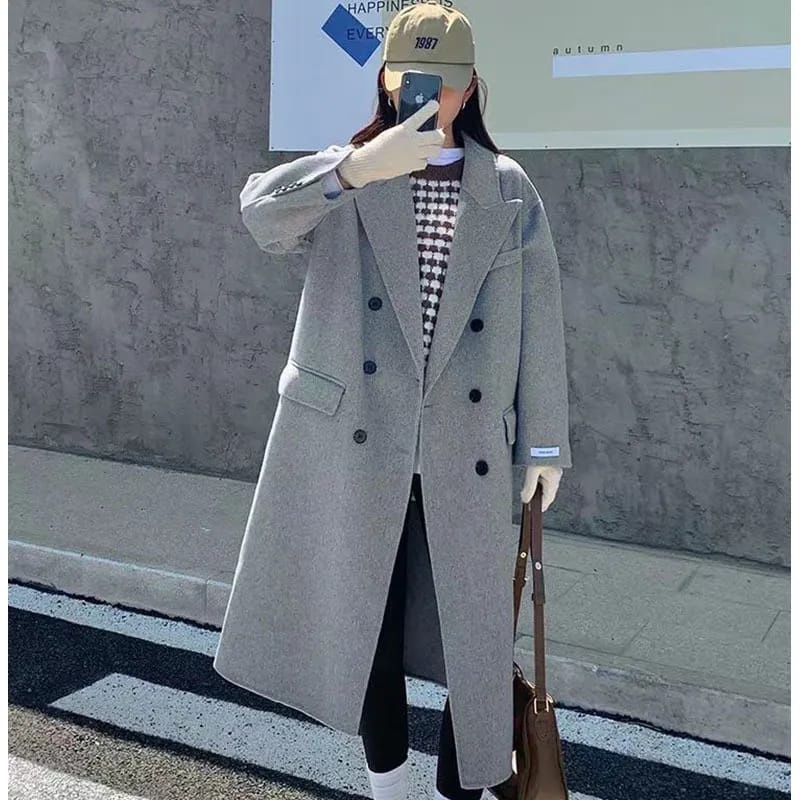 Long coat wanita korea long coat wanita korea import hitam