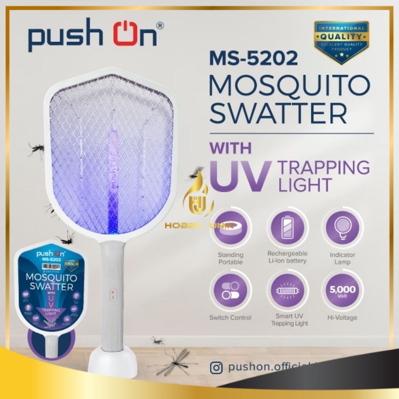 RAKET NYAMUK PUSH ON MS 5202 MOSQUITO SWATTER WITH UV TRAPPING LIGHT - HU