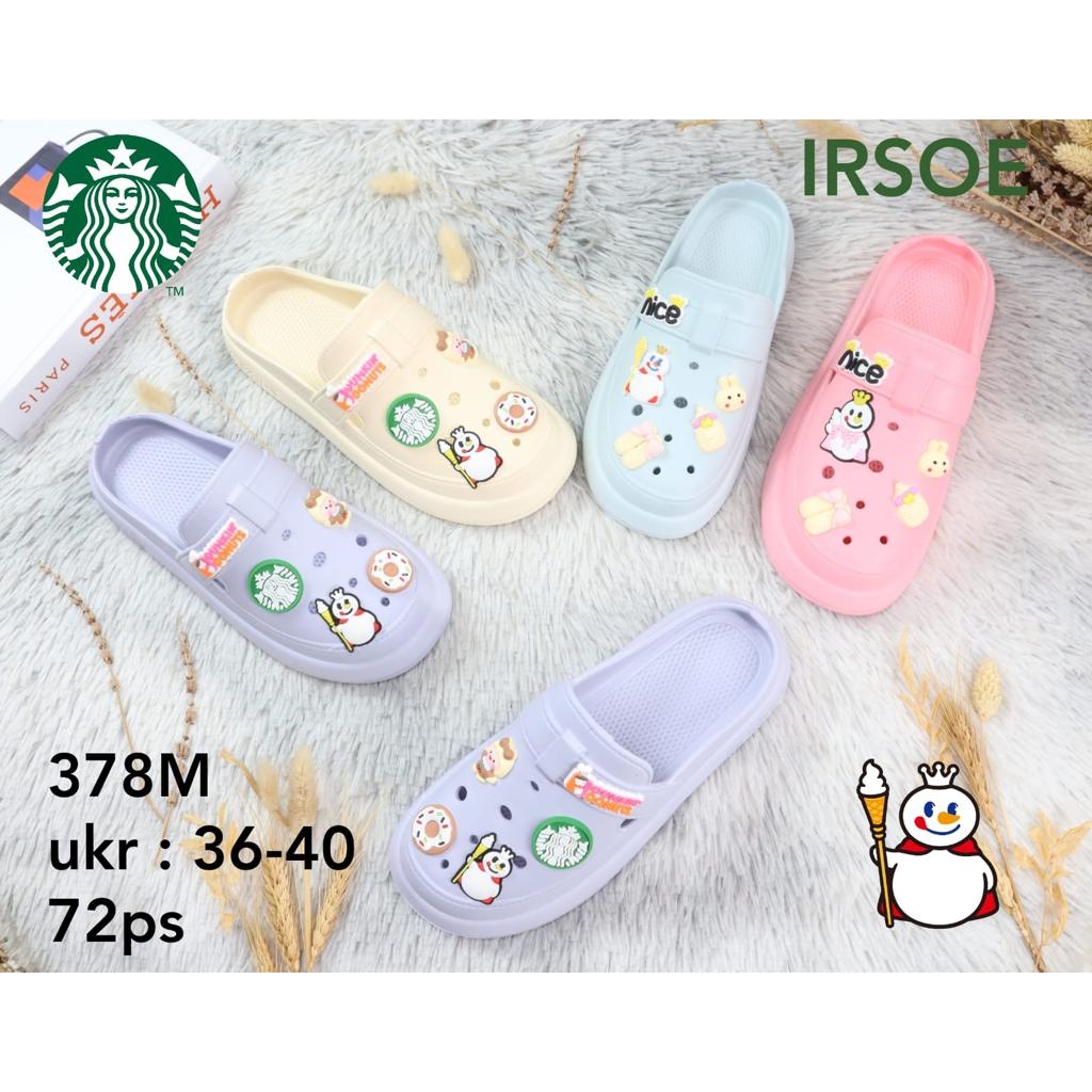 Sandal Wanita Bustong Remaja Dewasa Sandal Baim Karet Slip On Karakter Mixue Merek Irose Ukuran 36-4