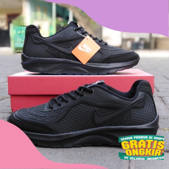 SEPATU SEKOLAH HITAM POLOS PRIA WANITA / SEPATU KERJA FULL BLACK / SEPATU OLAHRAGA HITAM POLOS/ Crea