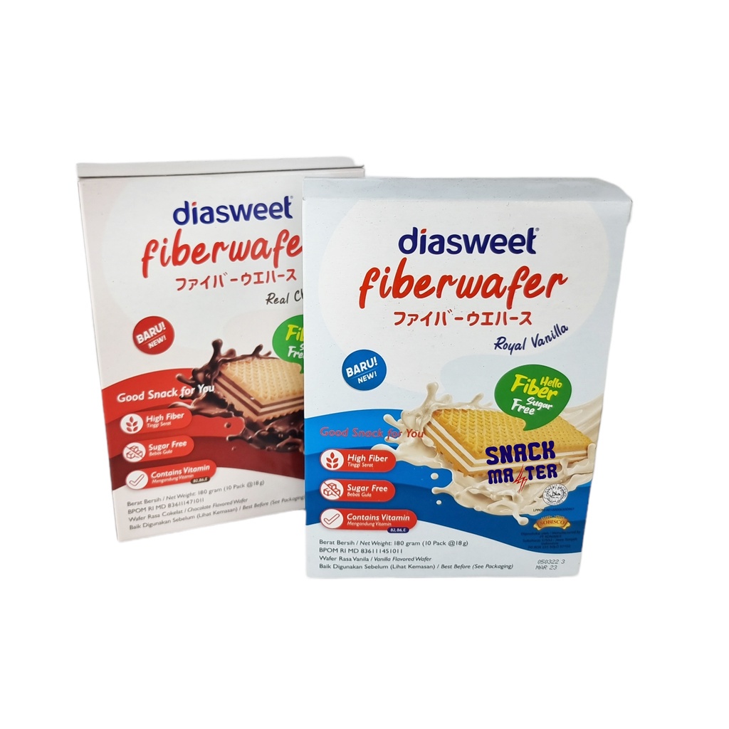 

Diasweet Fiber Wafer BOX Sugar Free - Netto 180gr (Isi 10 bks x 18gr).