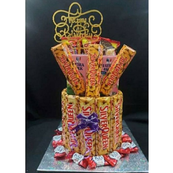 

snack tower ulang tahun / snack tower silverqueen / buket murah