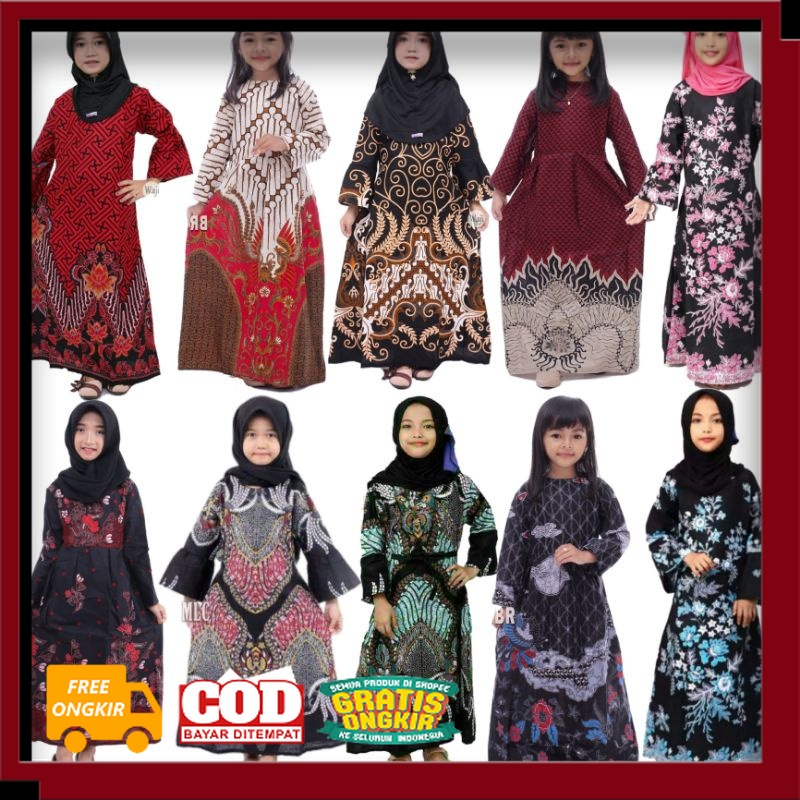 Gamis Batik Anak - Umur 3 sampai 10 tahun - gamis batik terbaru Pekalongan - bisa ecer dan grosir// 