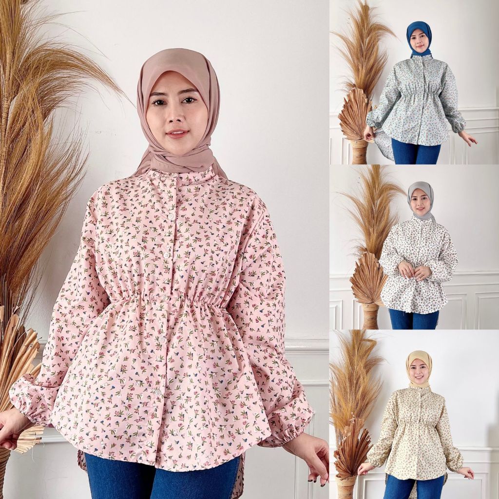 Tq88indonesia  Baju Atasan Wanita Terbaru / 1099 Floral Cute Blouse JUMBO / Blus Motif Bunga