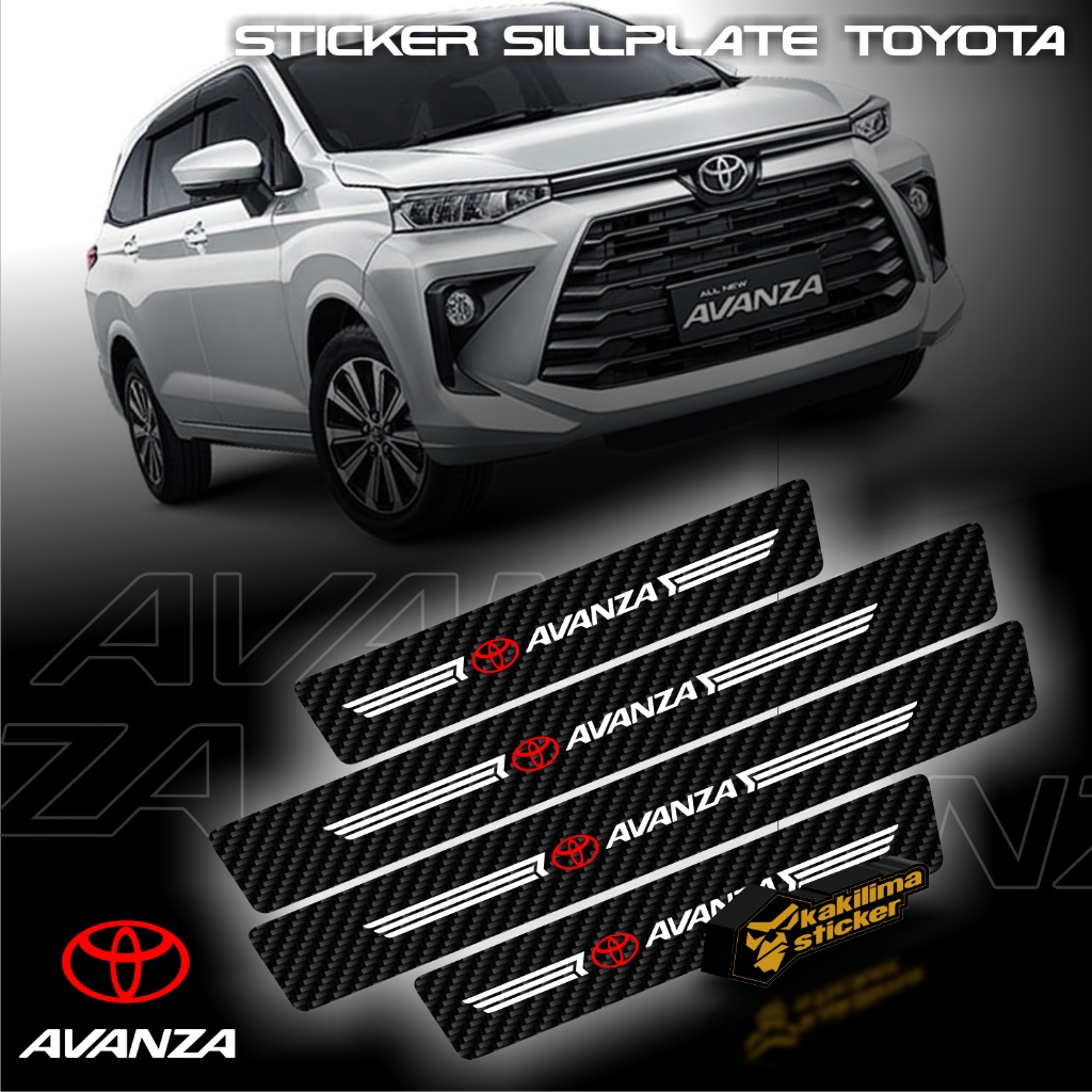 Sticker sill plate carbon pelindung pijakan kaki pintu mobil untuk Toyota Avanza Innova Agya Calya K
