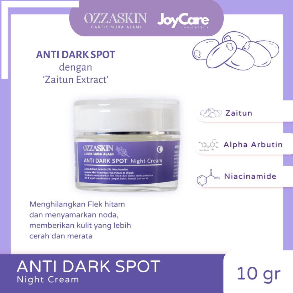 KRIM MASALAH FLEK HITAM ANTI DARK SPOT NIGHT CREAM OZZASKIN By Oki Setiana Dewi JOY BEKASI OZZASKIN 