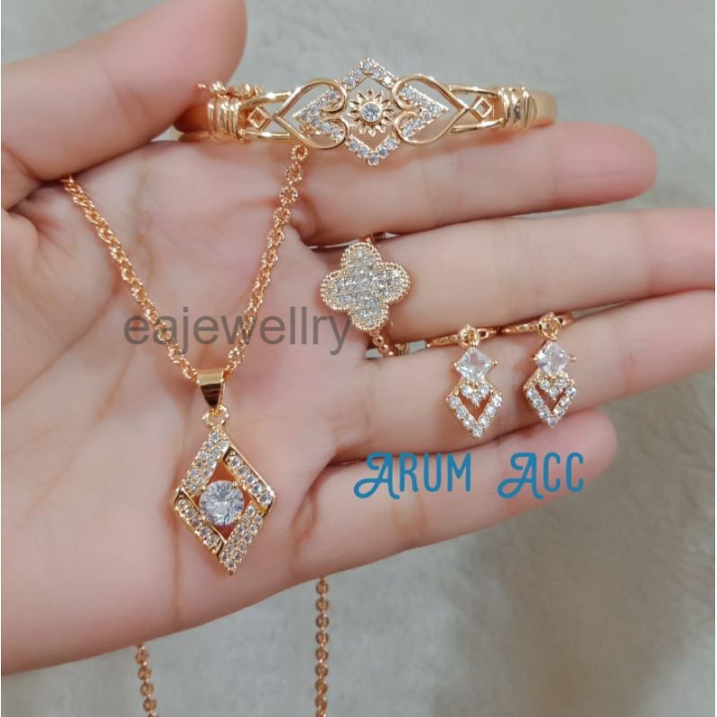 Set perhiasan emas asli dewasa anti karat tahan lama perhiasan 24 karat
