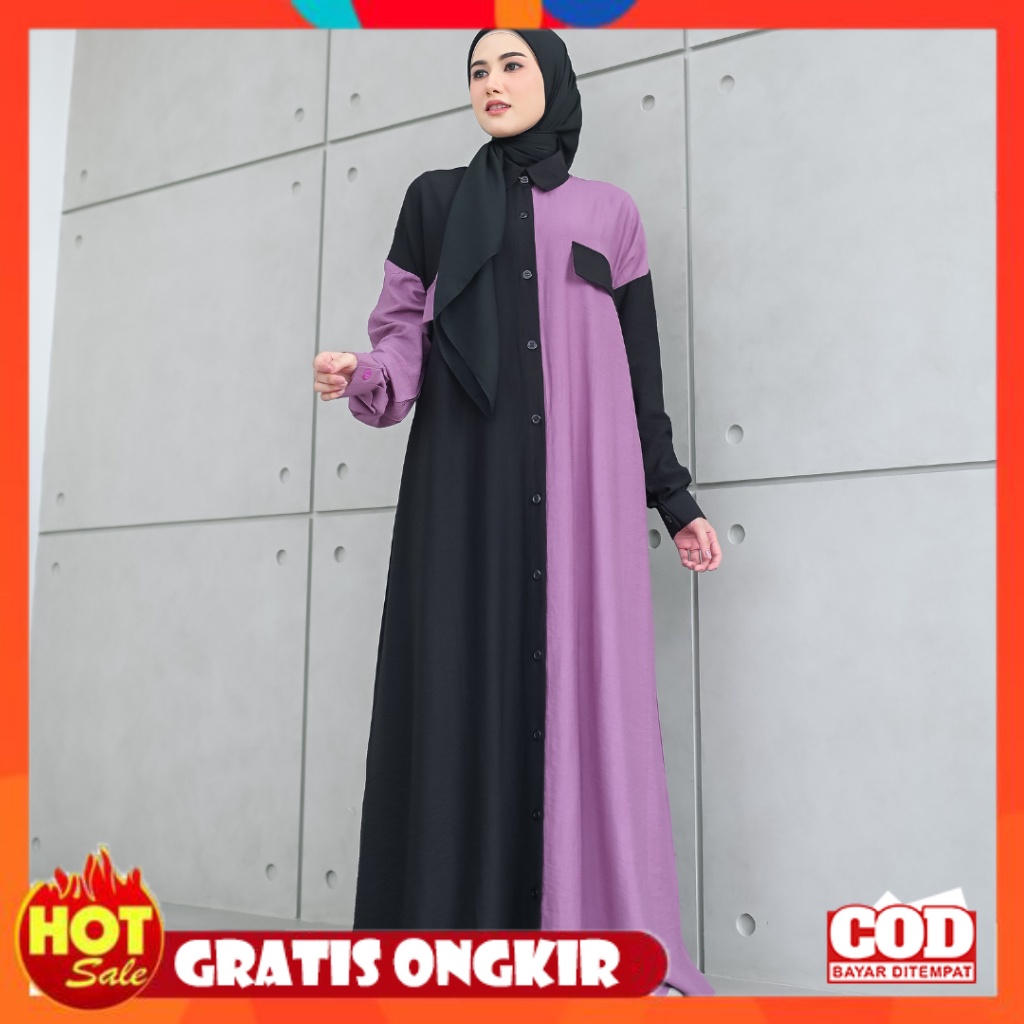 KAIN ADEM HALUS TEBAL / Aisyalina Id Cariska Midi Dress Tanpa Hijab Bahan Linen Crespo Gamis Elegan 