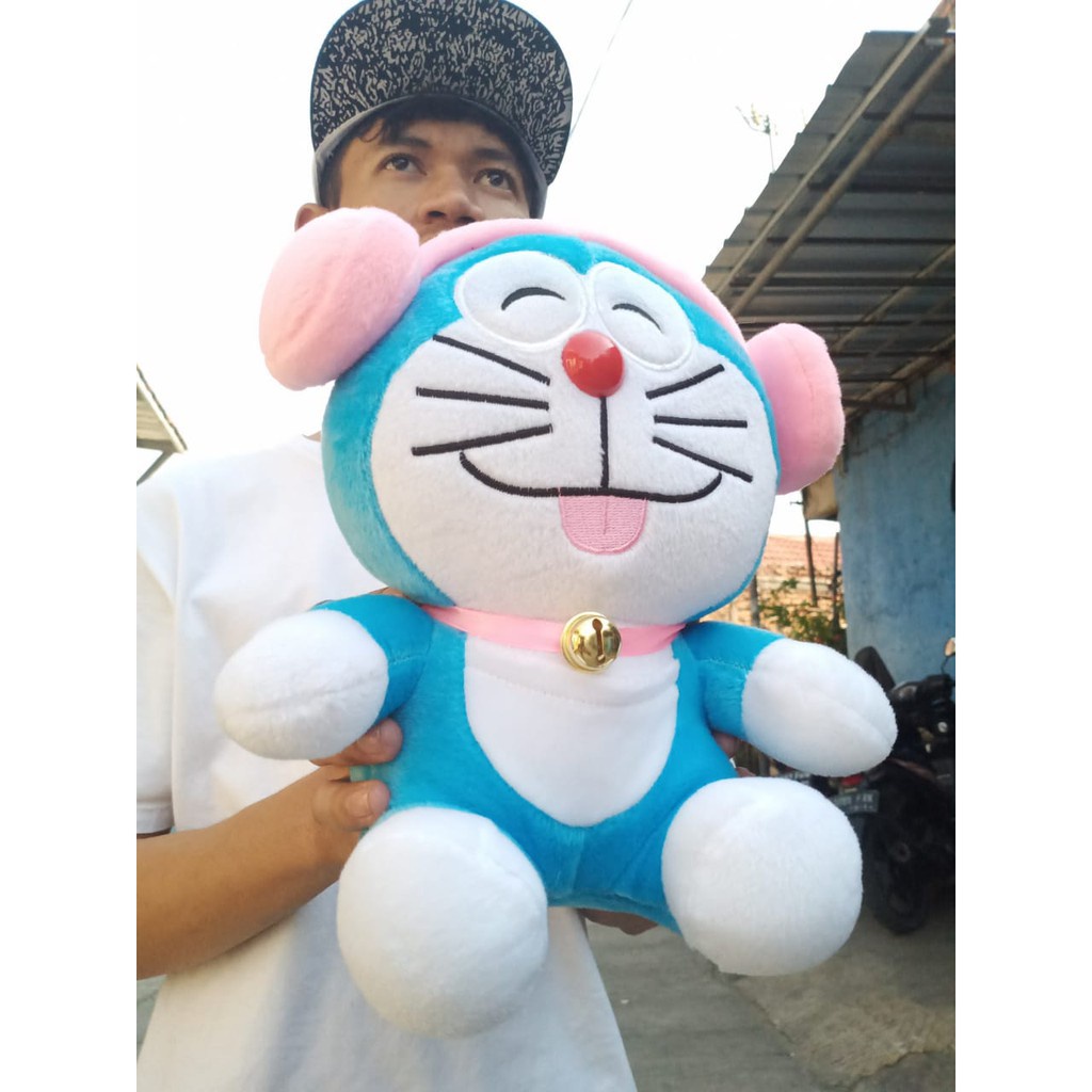 Boneka Doraemon Pake Headsheat Pink Boneka Doraemon Doraemon