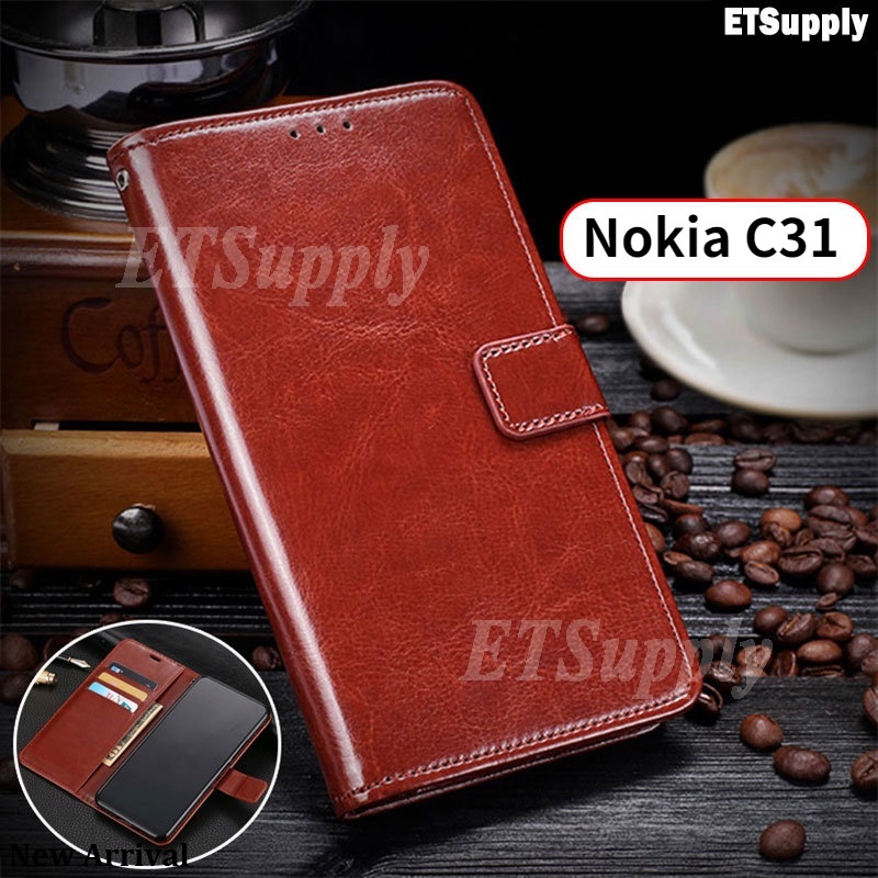 Flip Case Casing HP Nokia C12 G22 C30 C21 G11 G21 Plus C31 Leather Wallet Card Holder AutoSleep Phon
