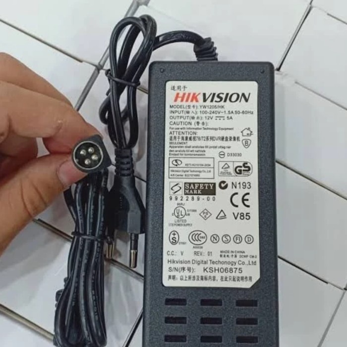 Adaptor hikvision 12V 5A 4 pin DVR Adaptor NVR CCTV Adaptor HIKVISION