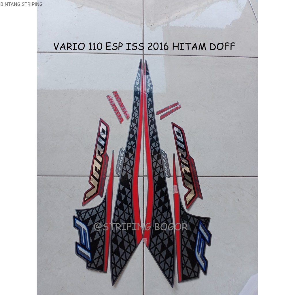 Striping Stiker Motor Honda Vario 110 ESP ISS 2016 Lis Hitam Doff