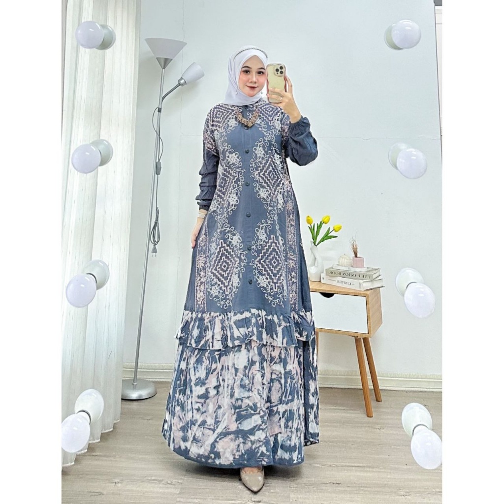M L XL XXL Terbaru Gamis Twill Rayon Ori Pekalongan / Gamis Tiedye Dress Wanita Muslim 2022