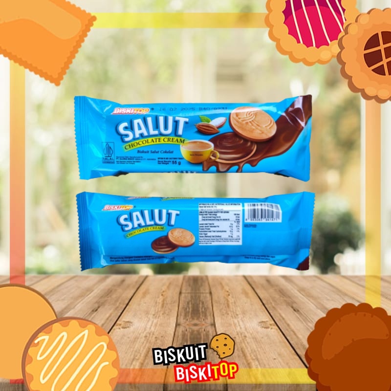 

B. BISKTIOP - SALUT CREAM 55g Biskuit Lapis Coklat Snack Cemilan Anak Murah