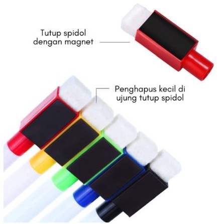 

5A. (SKR) SPIDOL PAPAN TULIS Spidol WHITEBOARD Spidol Warna Wipe Clean + Penghapus Bisa Dihapus