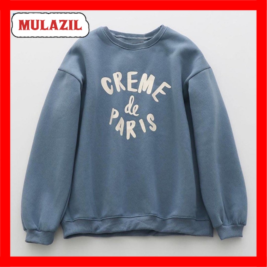 SWEATERPOLOS BASIC SABLON CREME DE PARIS SIZE M - XXL ( PRIA & WANITA )