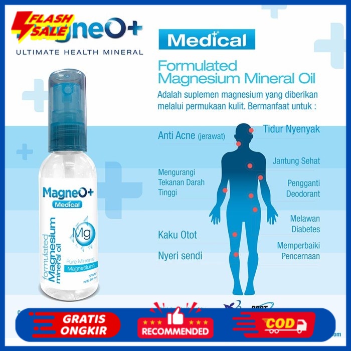 SALE MagneO+ Medical by BPPT - Magnesium Oil Spray - 60 ml TERMURAH