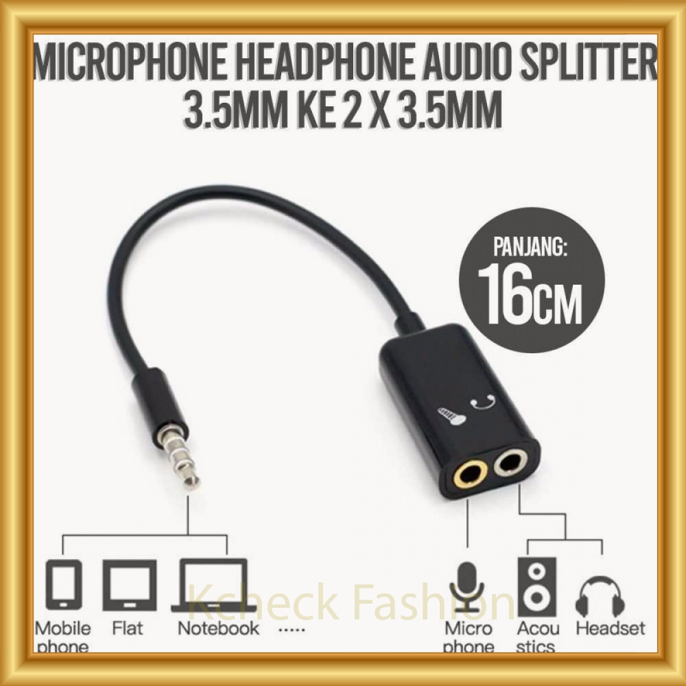 Microphone Headphone Audio Splitter 3.5mm ke 2 x 3.5mm -LM837
