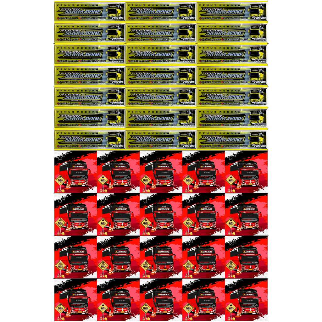 

STICKER BUS BASURI TUNGGAL JAYA CAMPUR 1 Lembar Isi 41 kotak, STICKER BUS BASURI VIRAL