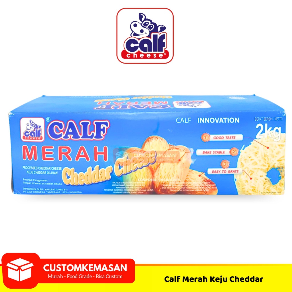 Calf Cheese / Calf Keju Cheddar / Cheddar Cheese / Red Cheddar / Cheddar / Keju Balok / Keju 2kg / K