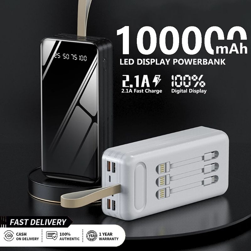 T Power Powerbank 100000mAh Powerbank Fast Charging 2.1A