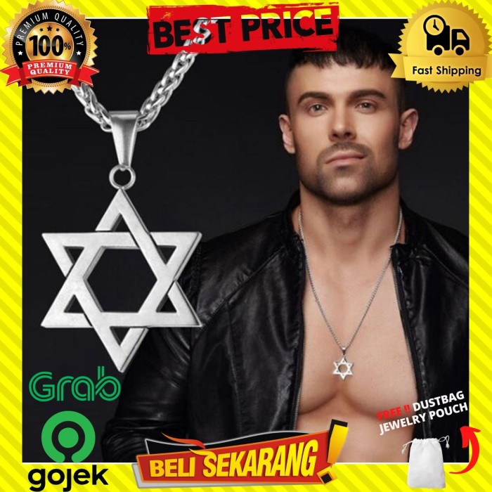 Kalung pria titanium rantai anti karat bintang pentagram gothic , kalung pria / kalung titanium / ka