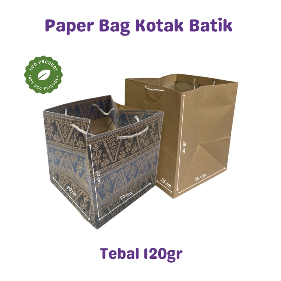 

Paper Bag Kotak Tas Hajatan Kertas Coklat Motif Batik 125 Gr Tebal Untuk Kue dan Souvenir 20x20x20 25x25x25 NF