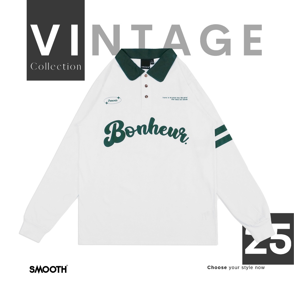 SMOOTH BASIC Vintage Long Shirt - Bonheur White Green